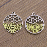 WYSIWYG 10pcs Charms Bee Honeycomb Honeybee 29x25mm Antique Silver Color Pendants DIY Crafts Making Findings Jewelry
