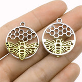WYSIWYG 10pcs Charms Bee Honeycomb Honeybee 29x25mm Antique Silver Color Pendants DIY Crafts Making Findings Jewelry