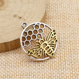 WYSIWYG 10pcs Charms Bee Honeycomb Honeybee 29x25mm Antique Silver Color Pendants DIY Crafts Making Findings Jewelry
