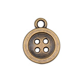 WYSIWYG 10pcs Charms Buttons 2 Colors Antique Silver Color Antique Bronze Color Alloy DIY Jewelry Making Accessories 16x12mm EF3759