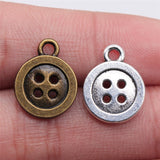 WYSIWYG 10pcs Charms Buttons 2 Colors Antique Silver Color Antique Bronze Color Alloy DIY Jewelry Making Accessories 16x12mm EF3759