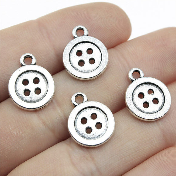 WYSIWYG 10pcs Charms Buttons 2 Colors Antique Silver Color Antique Bronze Color Alloy DIY Jewelry Making Accessories 16x12mm EF3759