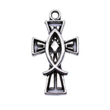 WYSIWYG 10pcs Charms Christian Jesus Fish Cross 14x26mm Antique Silver Color For Jewelry Making Jewelry Findings