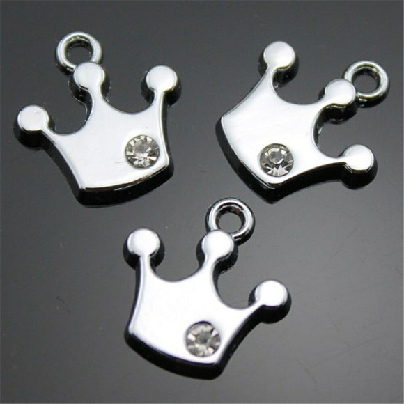 WYSIWYG 10pcs Charms Crown With Crystal 15x14mm Pendant Crown With Crystal Charms For Jewelry Making Jewelry Findings