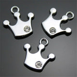 WYSIWYG 10pcs Charms Crown With Crystal 15x14mm Pendant Crown With Crystal Charms For Jewelry Making Jewelry Findings