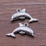WYSIWYG 10pcs Charms Dolphin Antique Silver Color 15x22mm Metal Alloy Charms Jewelry Diy Accessories
