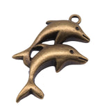WYSIWYG 10pcs Charms Double Dolphin Show 32x22mm 2 Colors Pendants DIY Crafts Making Findings Handmade Jewelry