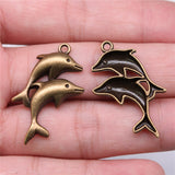 WYSIWYG 10pcs Charms Double Dolphin Show 32x22mm 2 Colors Pendants DIY Crafts Making Findings Handmade Jewelry