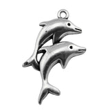 WYSIWYG 10pcs Charms Double Dolphin Show 32x22mm 2 Colors Pendants DIY Crafts Making Findings Handmade Jewelry