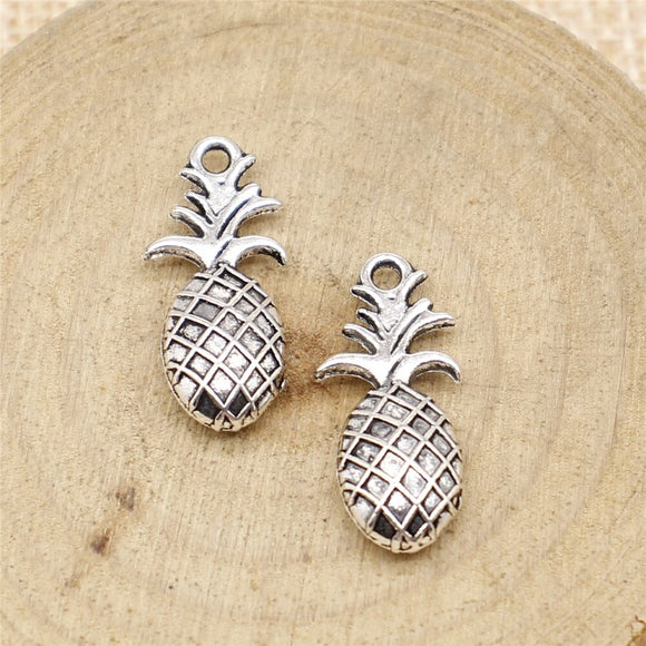 WYSIWYG 10pcs Charms Double Sided Pineapple 23x10mm Antique Making Pendant Vintage Tibetan DIY Handmade Jewelry