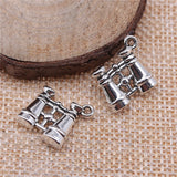 WYSIWYG 10pcs Charms Double Sided Telescope 15x15mm Antique Silver Color Pendants Making DIY Handmade Tibetan Finding