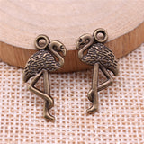 WYSIWYG 10pcs Charms Flamingo 24x10mm 2 Colors Single Stand Crane Pendants DIY Making Findings Handmade Jewelry EF3915