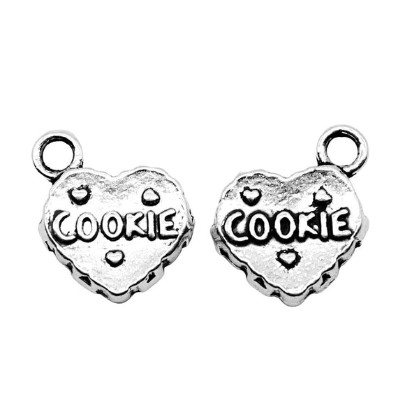 10pcs Charms Heart Cookie 15x12mm Antique Silver Color Plated Pendants Making DIY Handmade Jewelry Findings EF4647