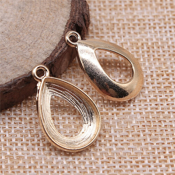 WYSIWYG 10pcs Charms Hollow Drop Shape Charms For Earring Making 3 Colors 23x15mm Metal Alloy Jewelry Accessories