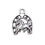 WYSIWYG 10pcs Charms Horse Horseshoe 23x18mm Antique Silver Color Plated Pendants Making DIY Handmade Jewelry