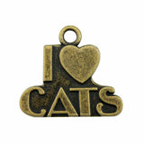 WYSIWYG 10pcs Charms I Heart Cats Jewelry Findings 2 Colors Antique Bronze Plated 23x21mm I Heart Cats Charms
