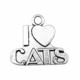 WYSIWYG 10pcs Charms I Heart Cats Jewelry Findings 2 Colors Antique Bronze Plated 23x21mm I Heart Cats Charms