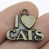 WYSIWYG 10pcs Charms I Heart Cats Jewelry Findings 2 Colors Antique Bronze Plated 23x21mm I Heart Cats Charms