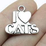 WYSIWYG 10pcs Charms I Heart Cats Jewelry Findings 2 Colors Antique Bronze Plated 23x21mm I Heart Cats Charms