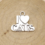 WYSIWYG 10pcs Charms I Heart Cats Jewelry Findings 2 Colors Antique Bronze Plated 23x21mm I Heart Cats Charms