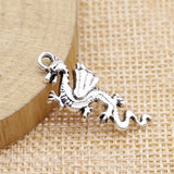 WYSIWYG 10pcs Charms Jewelry Findings DIY Accessories Flying Dragon Pendant Antique Silver Color 27x11mm