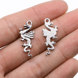 WYSIWYG 10pcs Charms Jewelry Findings DIY Accessories Flying Dragon Pendant Antique Silver Color 27x11mm