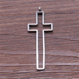 WYSIWYG 10pcs Charms Jewelry Findings Diy Accessories Hollow Cross Pendant Antique Silver Color 16x42mm