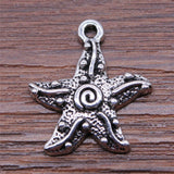 WYSIWYG 10pcs Charms Jewelry Findings Diy Accessories Starfish Pendant Antique Silver Color 18x20mm