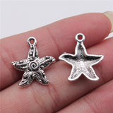 WYSIWYG 10pcs Charms Jewelry Findings Diy Accessories Starfish Pendant Antique Silver Color 18x20mm