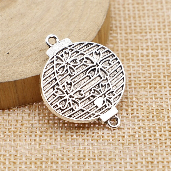 WYSIWYG 10pcs Charms Lantern Connector Antique Silver Color 25x31mm Metal Jewelry Findings Diy Accessories