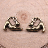 WYSIWYG 10pcs Charms Lazy Cat 15x18mm Antique Bronze Color Pendants Making DIY Handmade Tibetan Silver Color Finding Jewelry EF3788