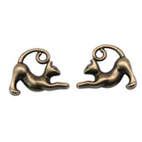 WYSIWYG 10pcs Charms Lazy Cat 15x18mm Antique Bronze Color Pendants Making DIY Handmade Tibetan Silver Color Finding Jewelry EF3788