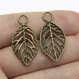 WYSIWYG 10pcs Charms Leaves 16x32mm Antique Silver Color Gold Color Pendant Leaves Charms For Jewelry Making Jewelry Findings