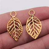 WYSIWYG 10pcs Charms Leaves 16x32mm Antique Silver Color Gold Color Pendant Leaves Charms For Jewelry Making Jewelry Findings