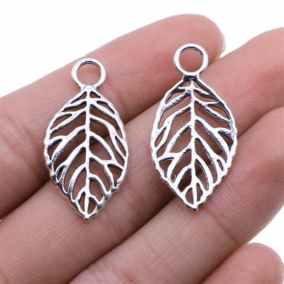 WYSIWYG 10pcs Charms Leaves 16x32mm Antique Silver Color Gold Color Pendant Leaves Charms For Jewelry Making Jewelry Findings