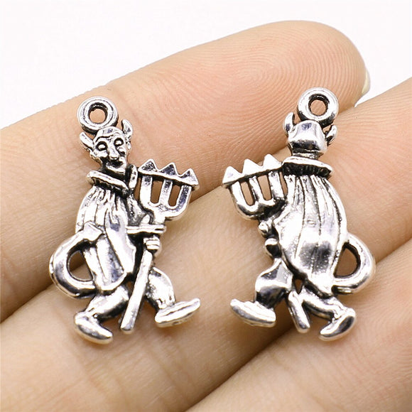 WYSIWYG 10pcs Charms Satan Demon Devil 26x15mm Tibetan Silver Color Pendant Findings Accessories DIY Vintage Handmade Jewelry