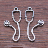 WYSIWYG 10pcs Charms Stethoscope 15x28mm Antique Silver Color Pendant Stethoscope Charms For Jewelry Making Jewelry Findings