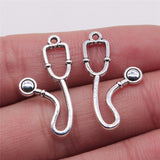 WYSIWYG 10pcs Charms Stethoscope 15x28mm Antique Silver Color Pendant Stethoscope Charms For Jewelry Making Jewelry Findings
