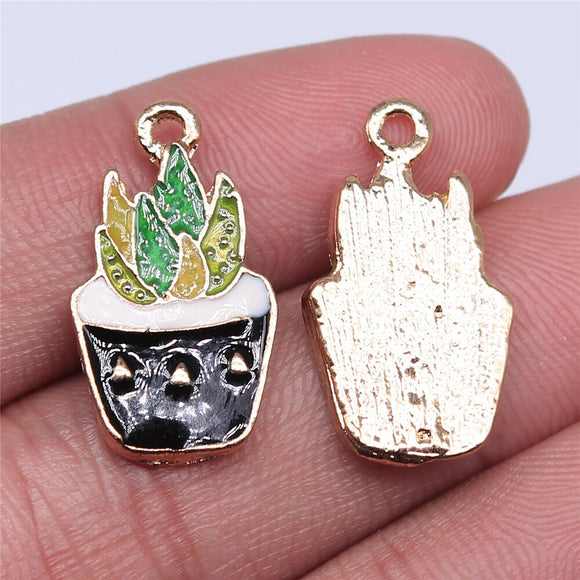 WYSIWYG 10pcs Charms Succulents DIY Jewelry Findings KC Gold Color 22x13mm Succulents Charms