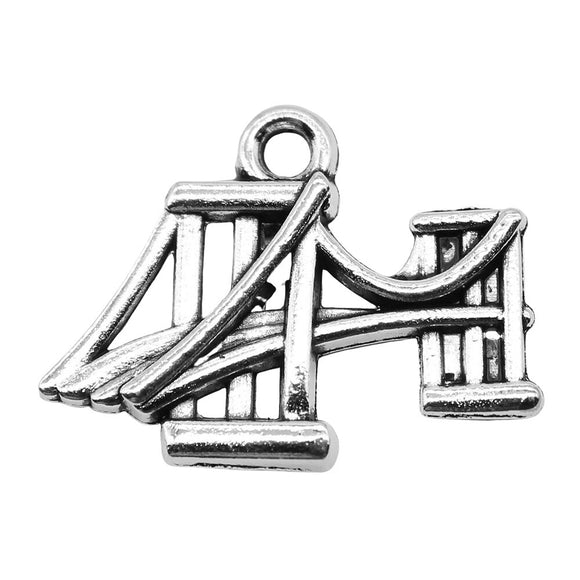 WYSIWYG 10pcs Charms Suspension Bridge Antique Bronze Antique Silver Color 17x23mm Metal Alloy Charms Jewelry Diy Accessories
