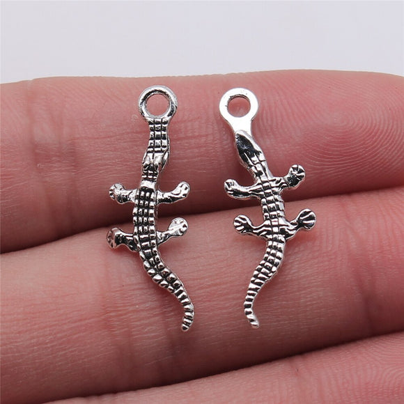 10pcs Crocodile Charms For Jewelry Making 10x28mm Antique Silver Color Jewelry Accessories Alligator Pendant ef4748