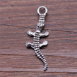 10pcs Crocodile Charms For Jewelry Making 10x28mm Antique Silver Color Jewelry Accessories Alligator Pendant ef4748