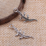 10pcs Crocodile Charms For Jewelry Making 10x28mm Antique Silver Color Jewelry Accessories Alligator Pendant ef4748