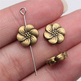 WYSIWYG 10pcs Flower Beads For DIY Jewelry Making Jewelry Finding Antique Silver Color 10mm EF3809