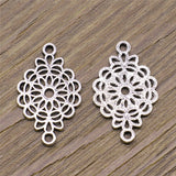 WYSIWYG 10pcs Flower Piece Connector Connector Charms DIY Jewelry Making Jewelry Finding Antique Silver Color 15x25mm