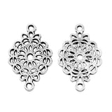 WYSIWYG 10pcs Flower Piece Connector Connector Charms DIY Jewelry Making Jewelry Finding Antique Silver Color 15x25mm