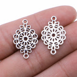 WYSIWYG 10pcs Flower Piece Connector Connector Charms DIY Jewelry Making Jewelry Finding Antique Silver Color 15x25mm