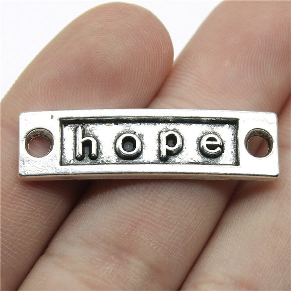 WYSIWYG 10pcs Hope Charms Connector Handmade Accessories Antique Silver Color 35mm For Jewelry Making
