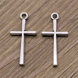 WYSIWYG 10pcs Jesus Cross Redemption Cross Charms Pendant DIY Jewelry Findings Antique Silver Color Tone 28x14mm