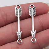 WYSIWYG 10pcs Jewelry Accessories Handmade Craft Arrow Connector Charms Antique Silver Color 6x39mm